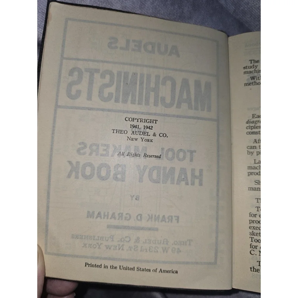 Audels Machinists and Tool Makers Handy Book by Frank Graham Vintage 1941-42